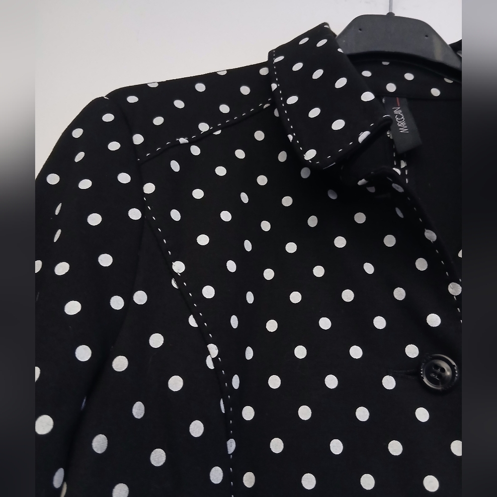 Marc Cain Black and White Polka Dot Knit Blazer.Size 4 - Picture 6 of 12